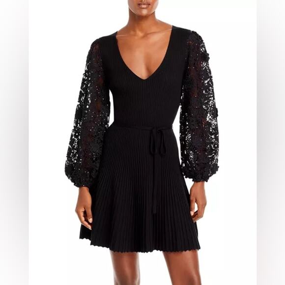 French Connection Loa Joss Sequined Lace Sleeve Knit Dress Size S - Picture 1 of 11